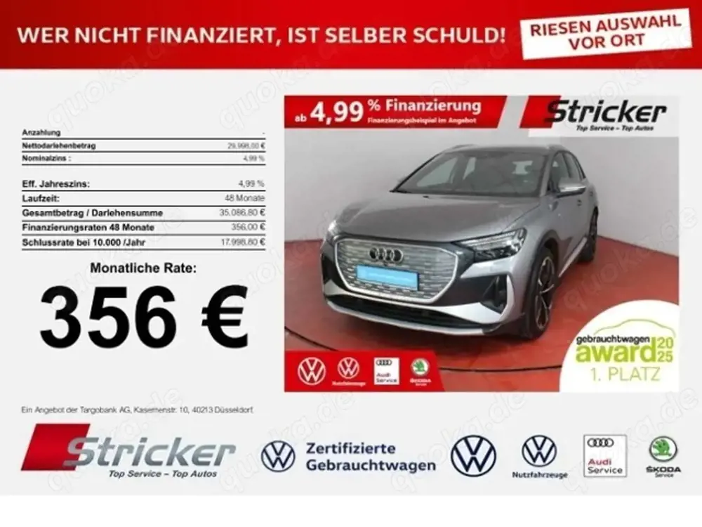 Audi Q4 e-tron S-Line 40 356,-ohne Anzahlung Matrix Rotor