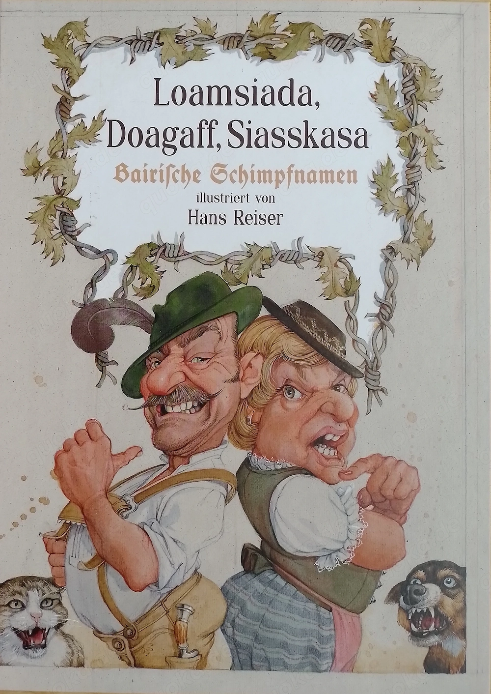 Bairische Schimpfnamen mit Illustrationen