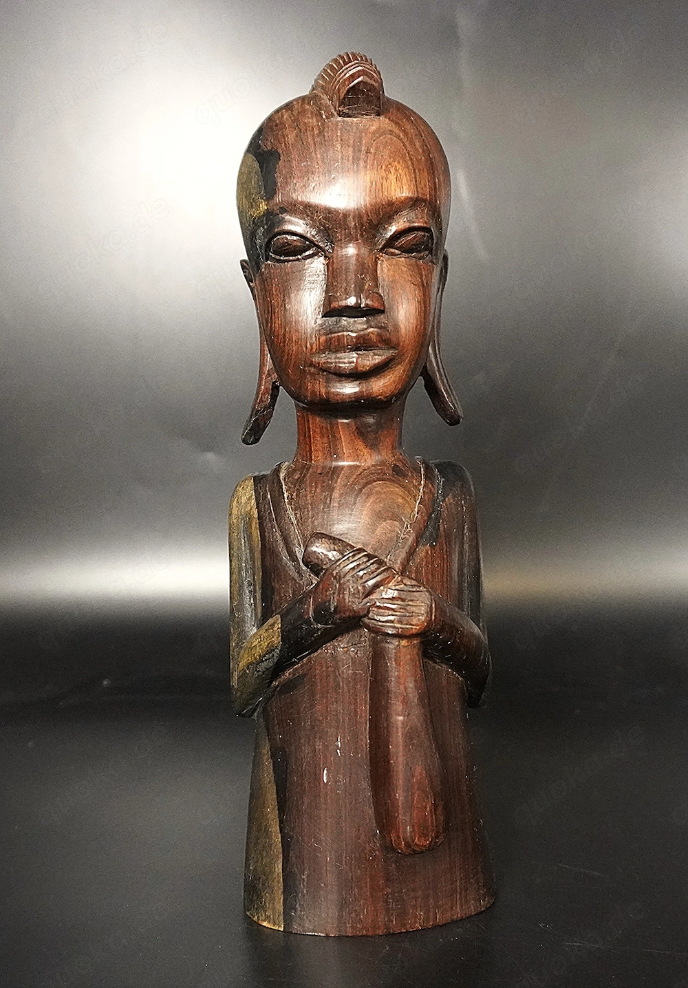 Massai-Krieger Büste, Afrikanische Schnitzkunst, 28 cm hoch