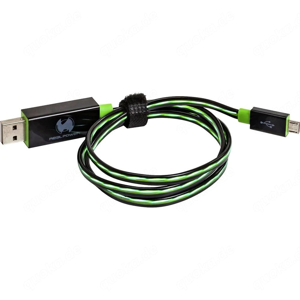 RealPower Datenkabel LED grün micro-USB auf USB