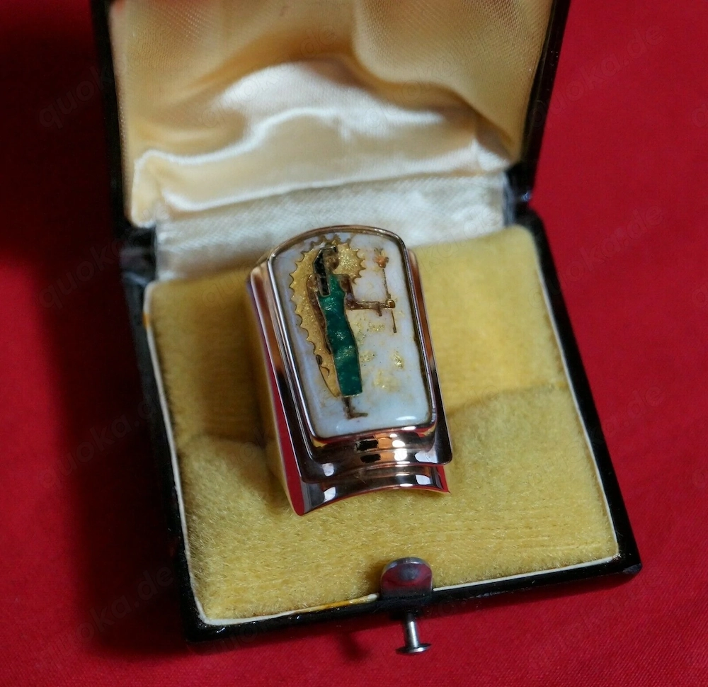 einzigartiger Designring von Curt Hasenohr Hoelloff 585 Gelbgold