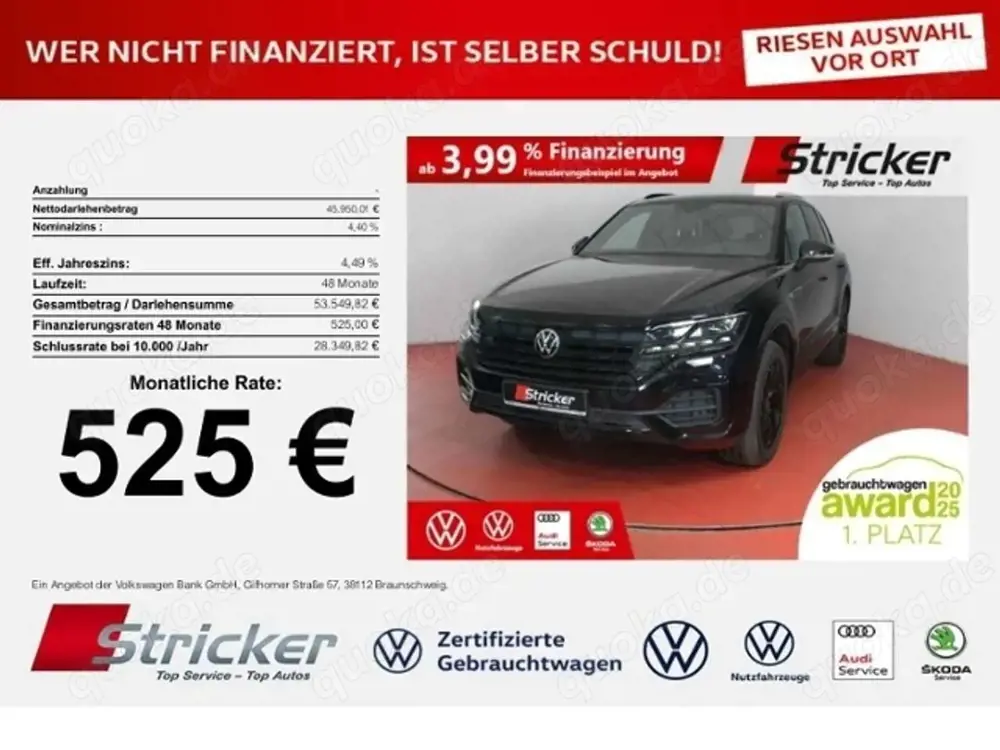 Volkswagen Touareg R-Line Black Style 3.0TDI 525,-ohne Anzahlung Nav