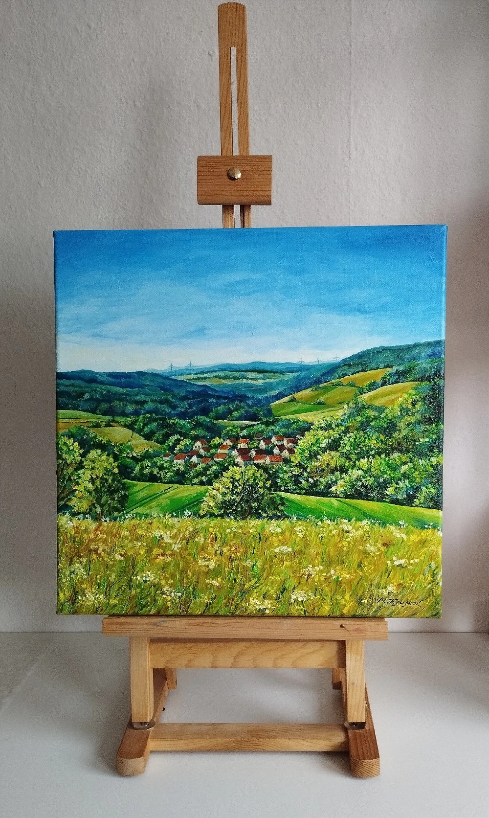 Ölgemälde auf Leinwand, 40*40 cm "Knüllwald-Rengshausen"