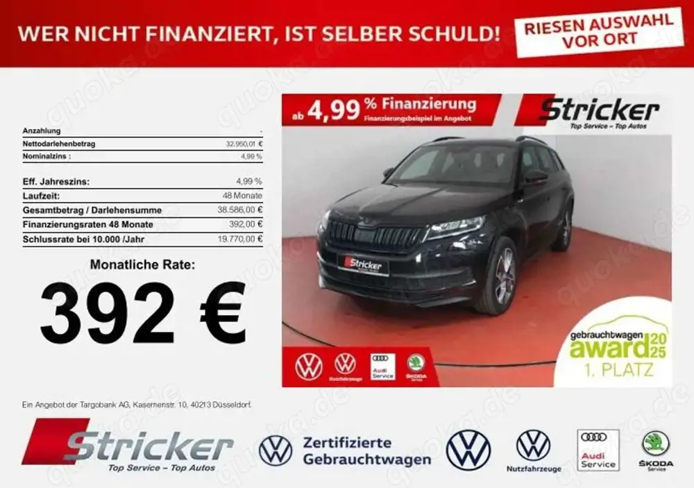 Skoda Kodiaq Sportline 2.0TSI 4x4 386,-ohne Anzahlung  Pano Ca
