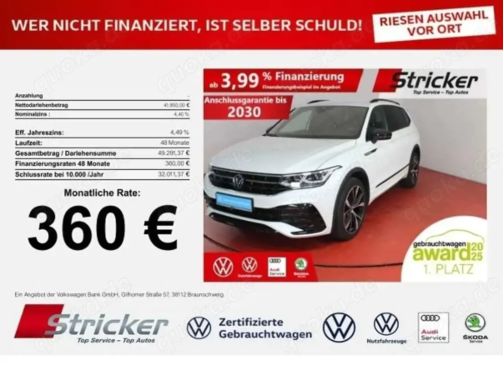 Volkswagen Tiguan Allspace R-Line 2.0TSI DSG 4M 360,-ohne Anzahlung AHK Stan