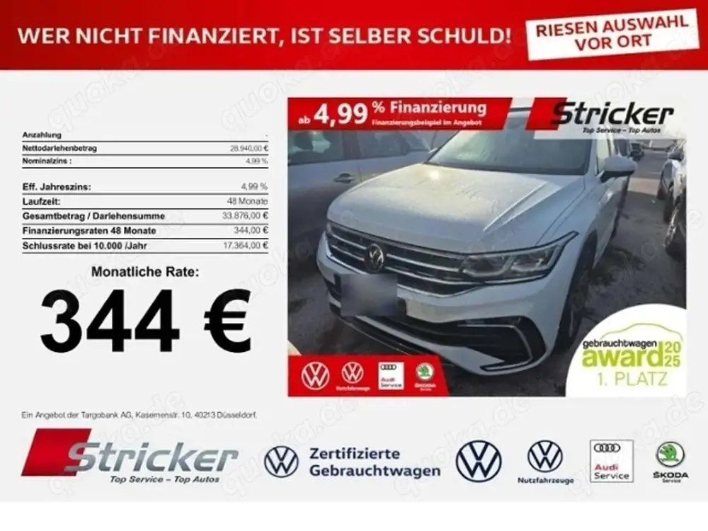 Volkswagen Tiguan R-Line 1.4TSI e-Hybrid 344,-ohne Anzahlung Navi A