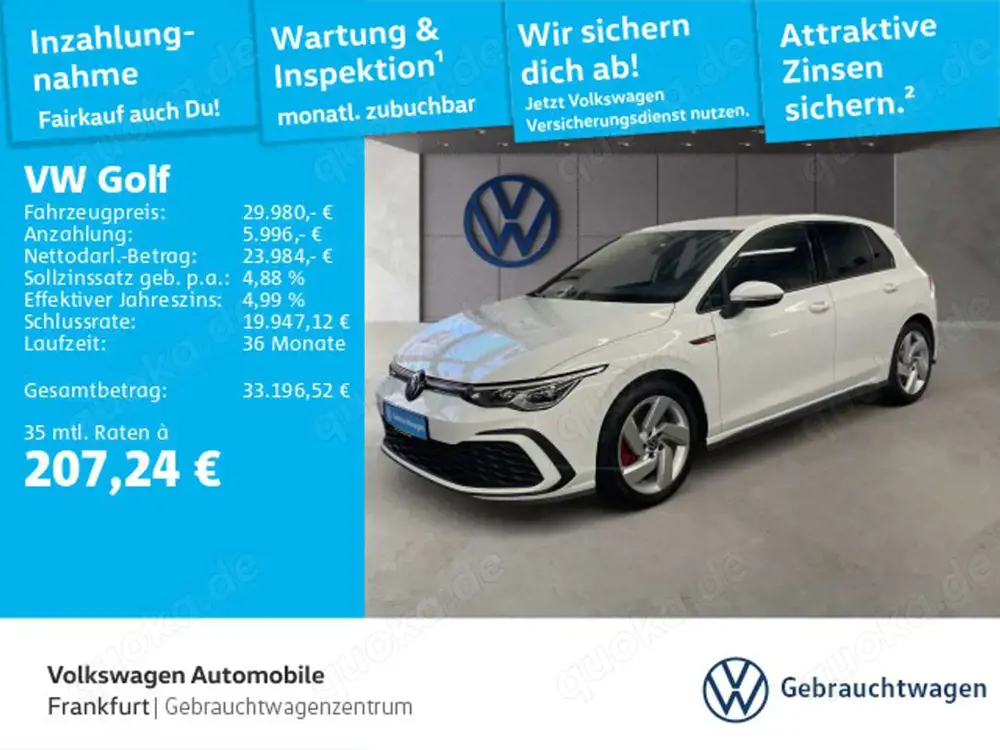 Volkswagen Golf GTI Golf VIII 2.0 TSI DSG GTI Navi LEDPlus DAB+ Fron