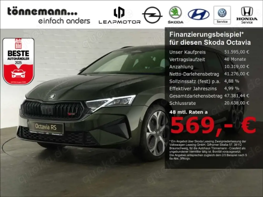 Skoda Octavia COMBI RS TSI DSG+SONDERLACKIERUNG+AHK+NAVI+SITZ-/L