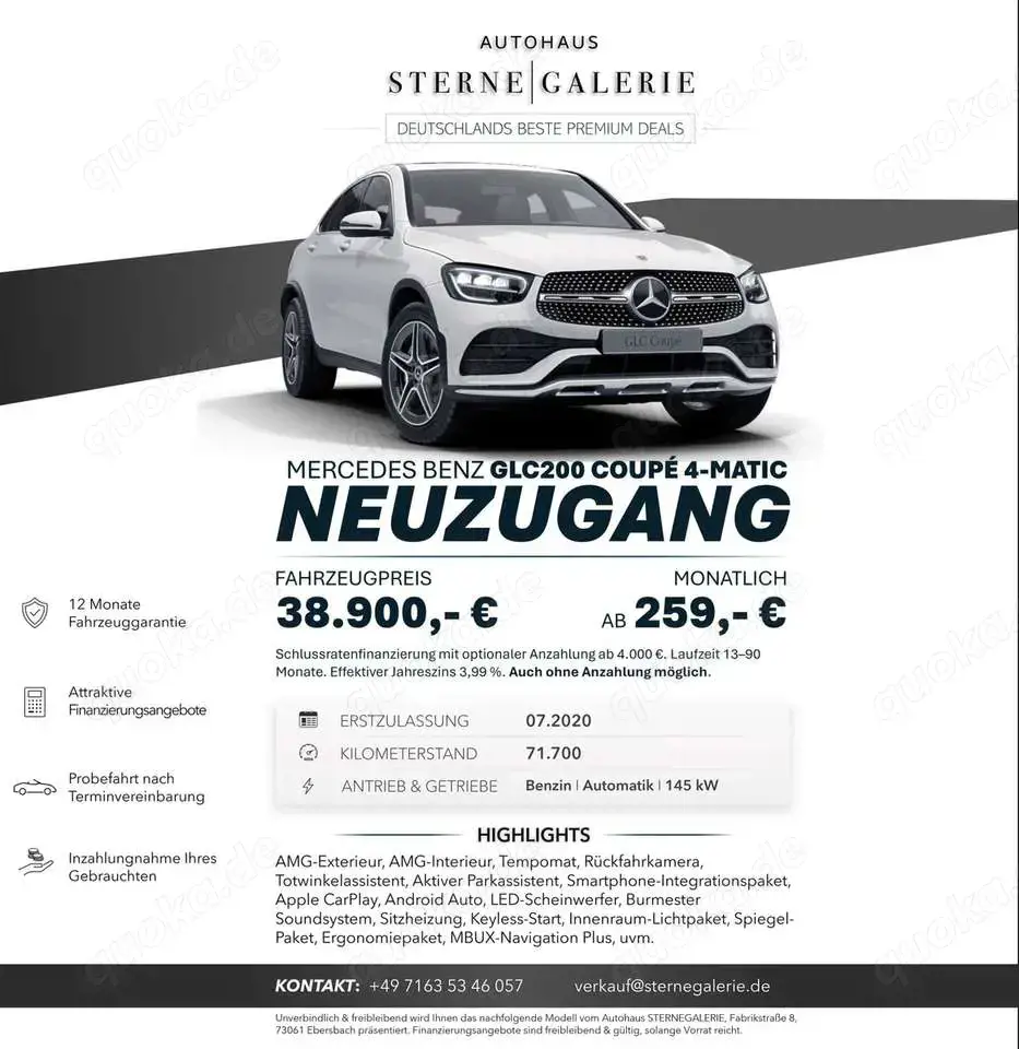Mercedes-Benz GLC 200 4MATIC COUPE/AMG-LINE/RÜCKFAHRK/BURMESTE