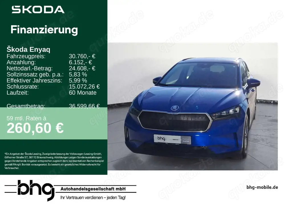 Skoda Enyaq 60 AHK LaneAssist GRA Climatronic DAB+ LED