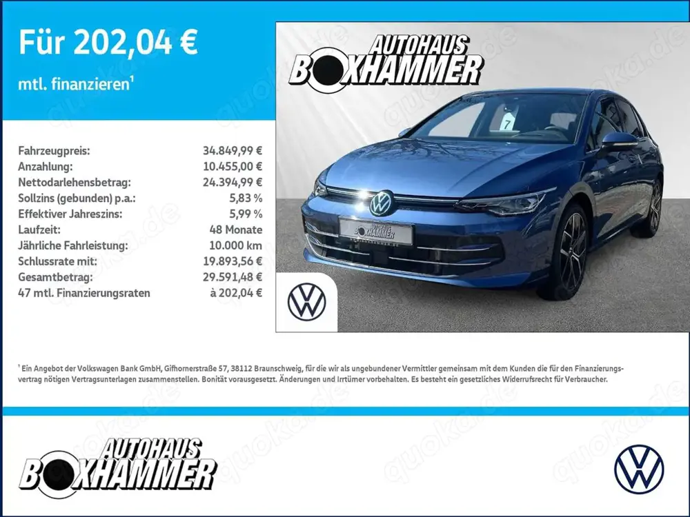 Volkswagen Golf VIII 1,5 eTSI DSG EDITION 50 NAVI+HuD+PANO.DACH+D