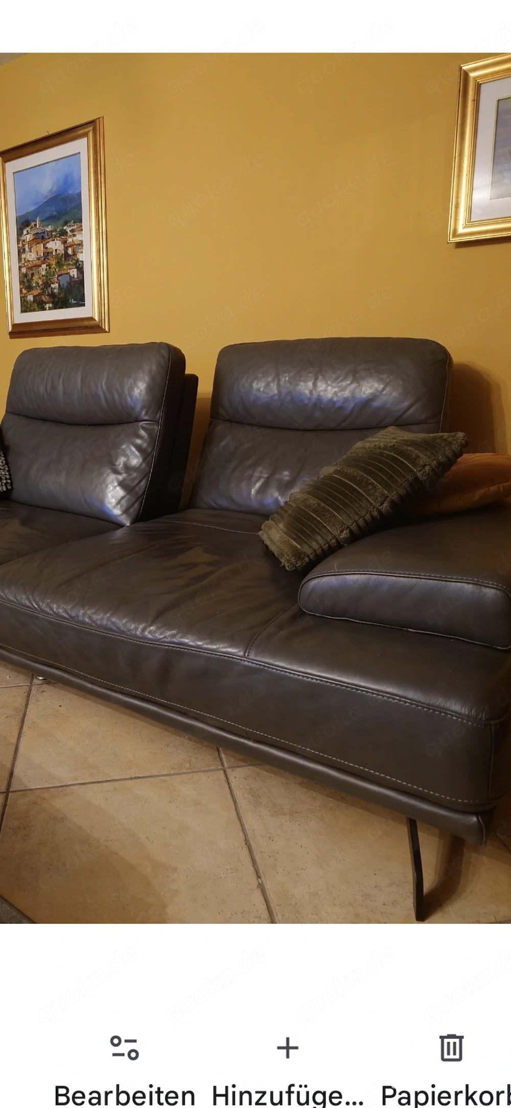 Sofa 2,5 Sitzer Leder, modern, grau zu verschenken 