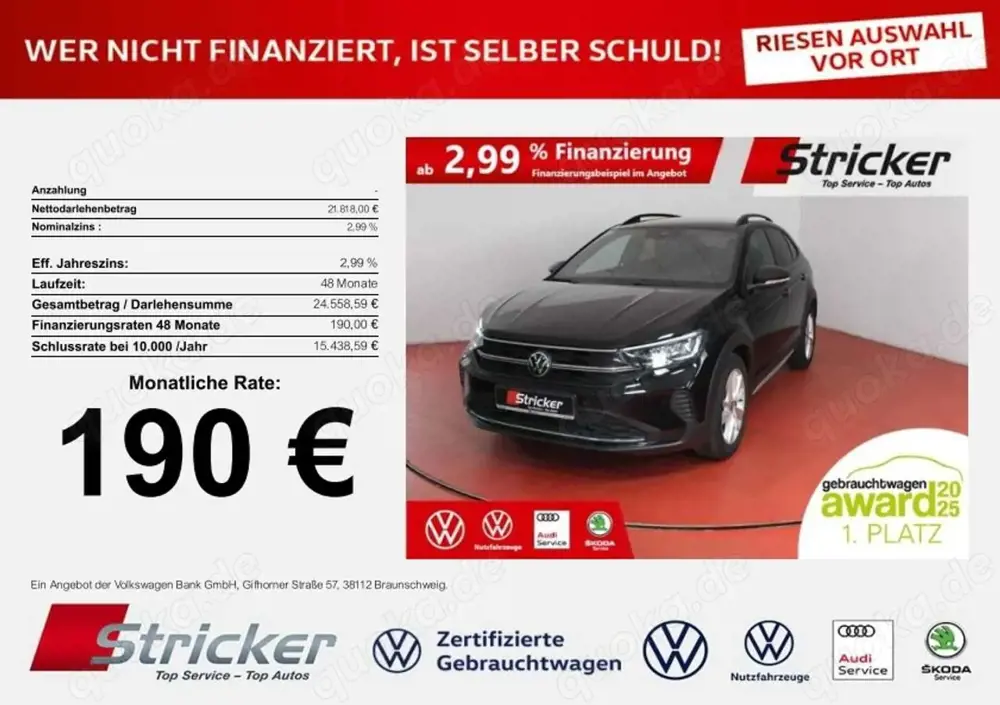 Volkswagen Taigo Goal 1.0 TSI DSG 190,-ohne Anzahlung App-Connect