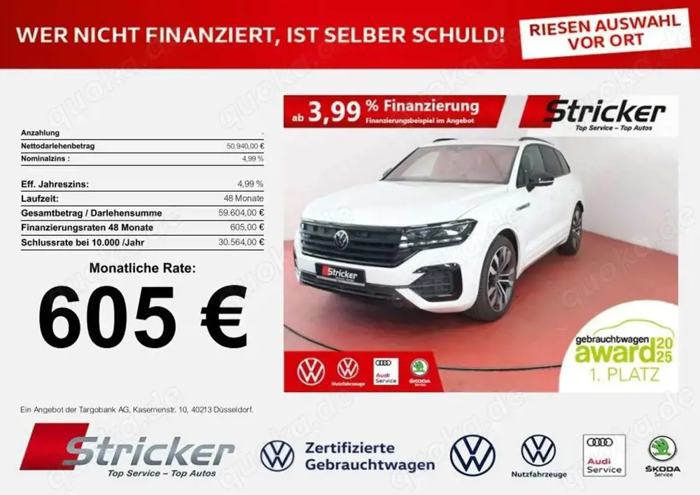 Volkswagen Touareg R-Line Black Style 3.0TDI 605,-ohne Anzahlung Pan