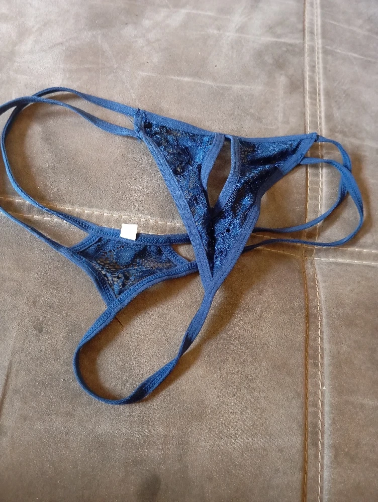 String Tanga blau Größe S getragen 