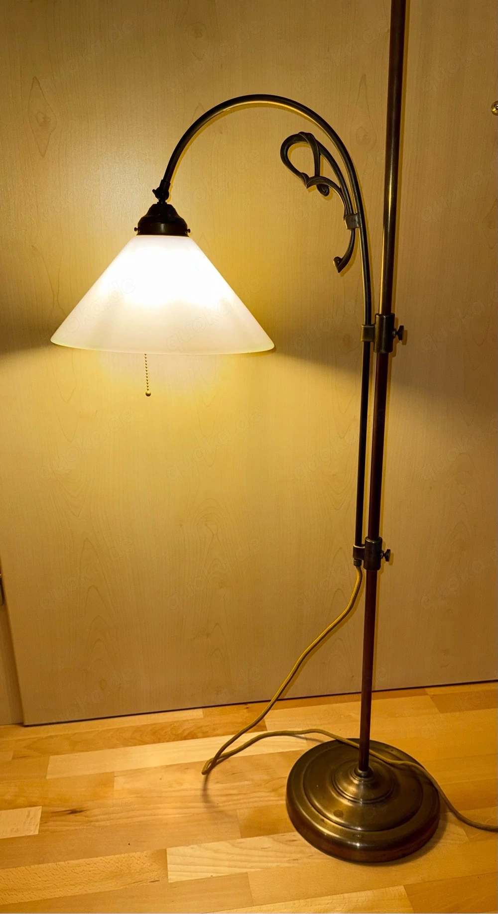 Wertige Stehleuchte höhenverstellb. Bogenlampe altmessing Stehlampe Tischleuchte