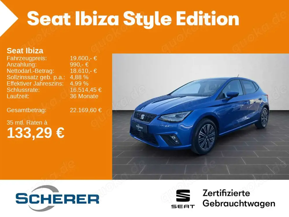 SEAT Ibiza Style 1.0 TSI DSG Navi Voll LED Kessy Beat