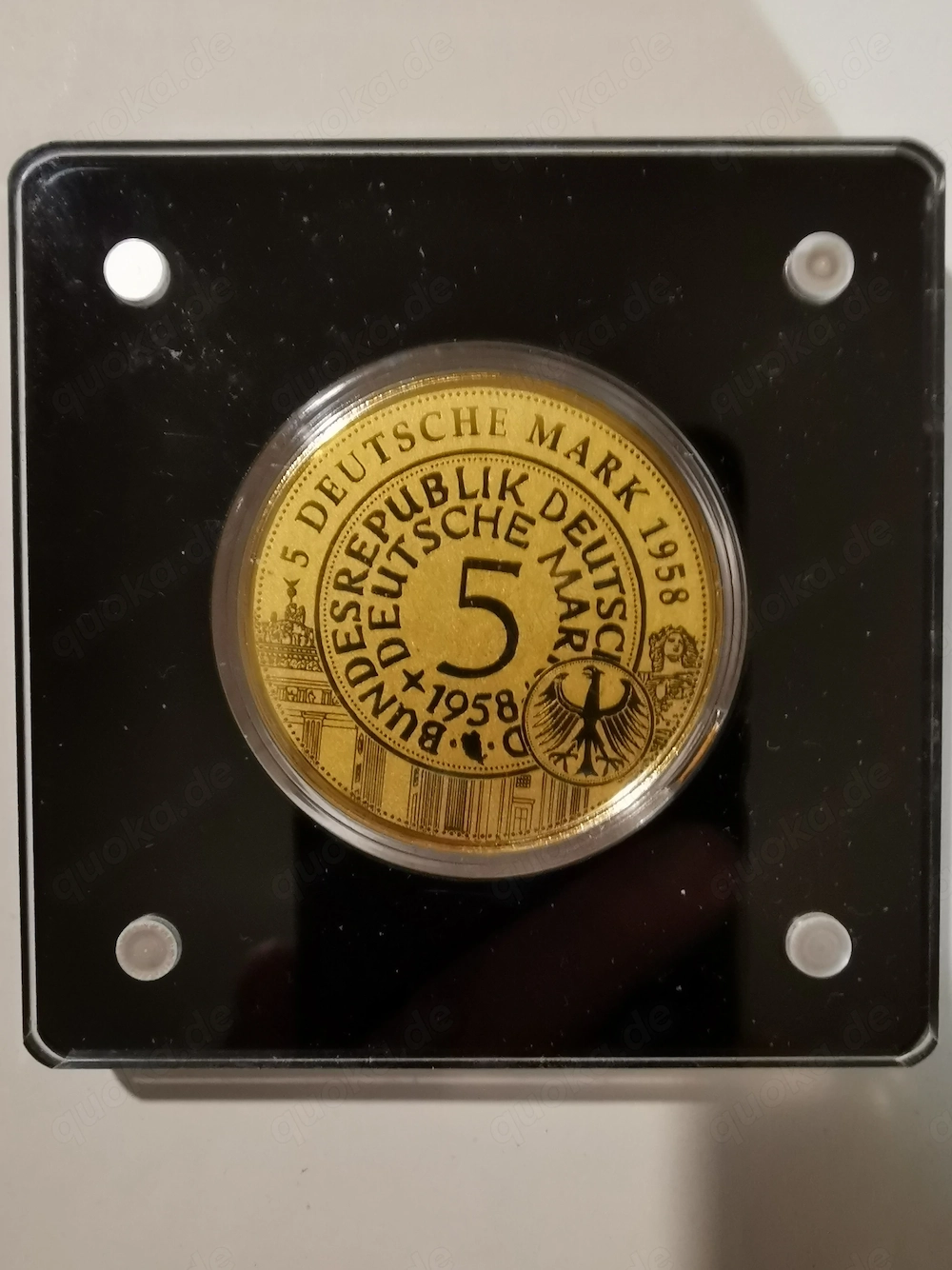 "Das Deutsche Geld in Gold - 5 DM 1958 J" 1 200 oz 999er Feingold mit Zertifikat, Polierte Platte