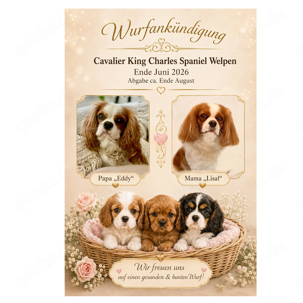 Wurfankündigung! Cavalier King Charles Spaniel Welpen!