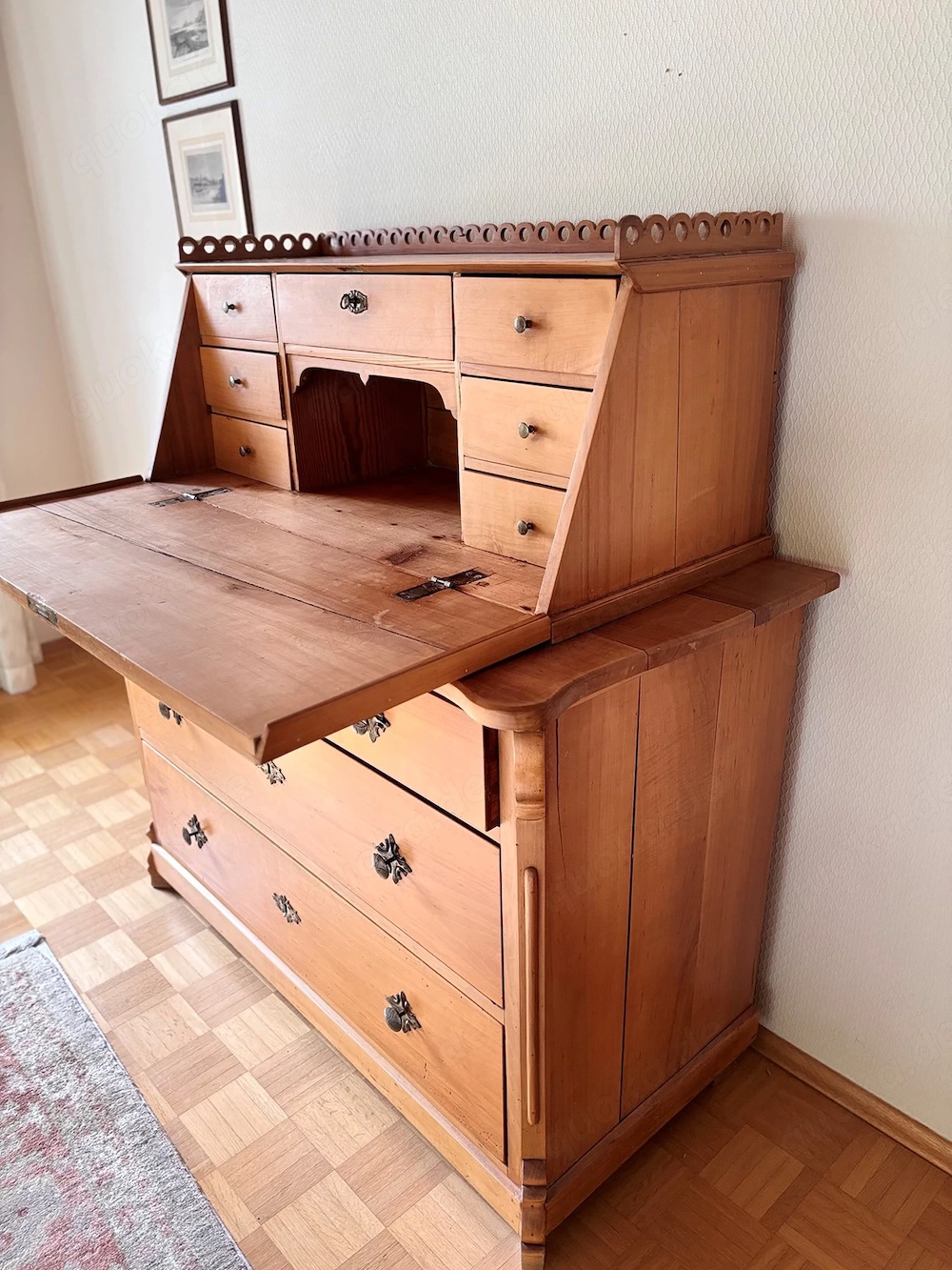 Biedermeier Sekretär (um 1900), 5 + 3 Schubladen