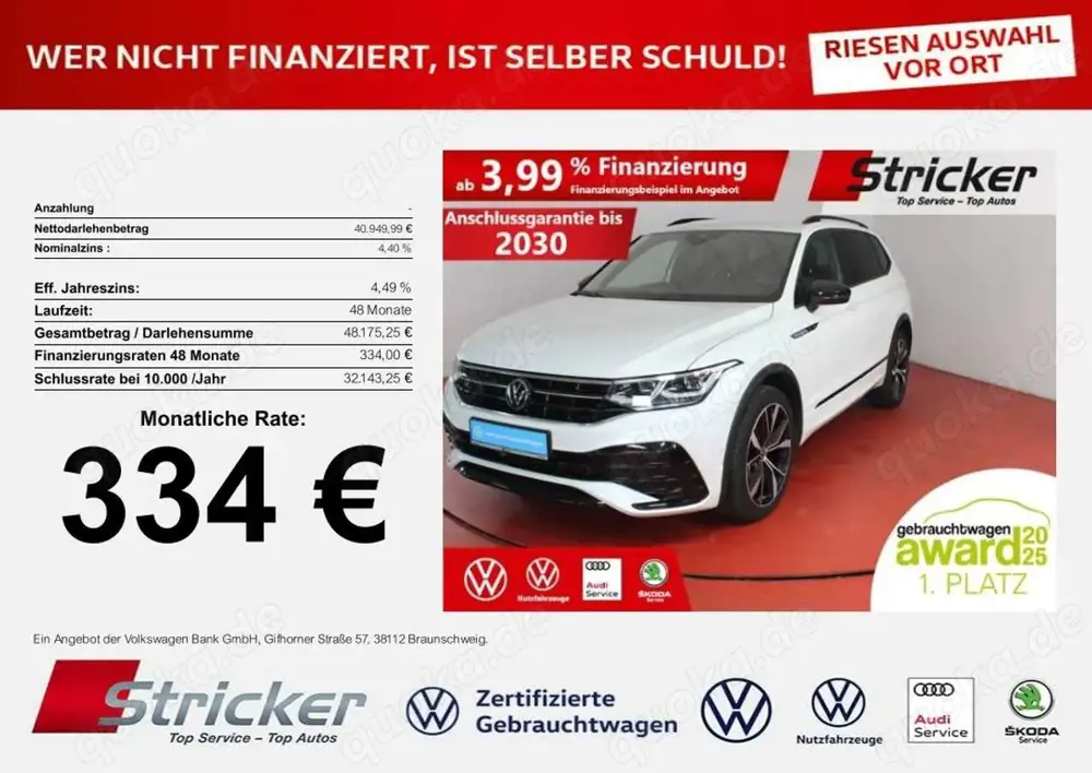 Volkswagen Tiguan Allspace R-Line 2.0TSI DSG 4M 334,-ohne Anzahlung AHK Stan