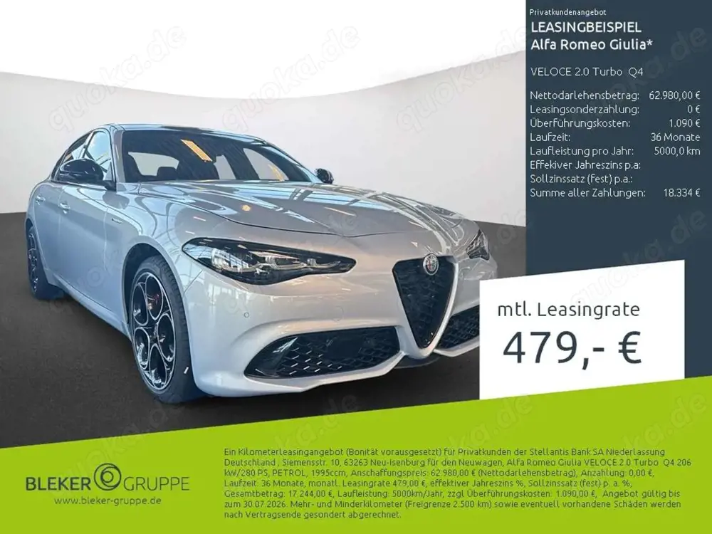 Alfa Romeo Giulia VELOCE 2.0 Turbo  Q4