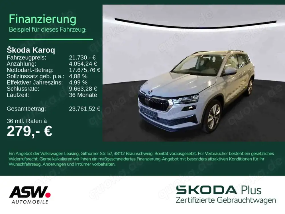 Skoda Karoq Style 2.0 TDI 6-Gang LED Navi RFK GRA SHZ