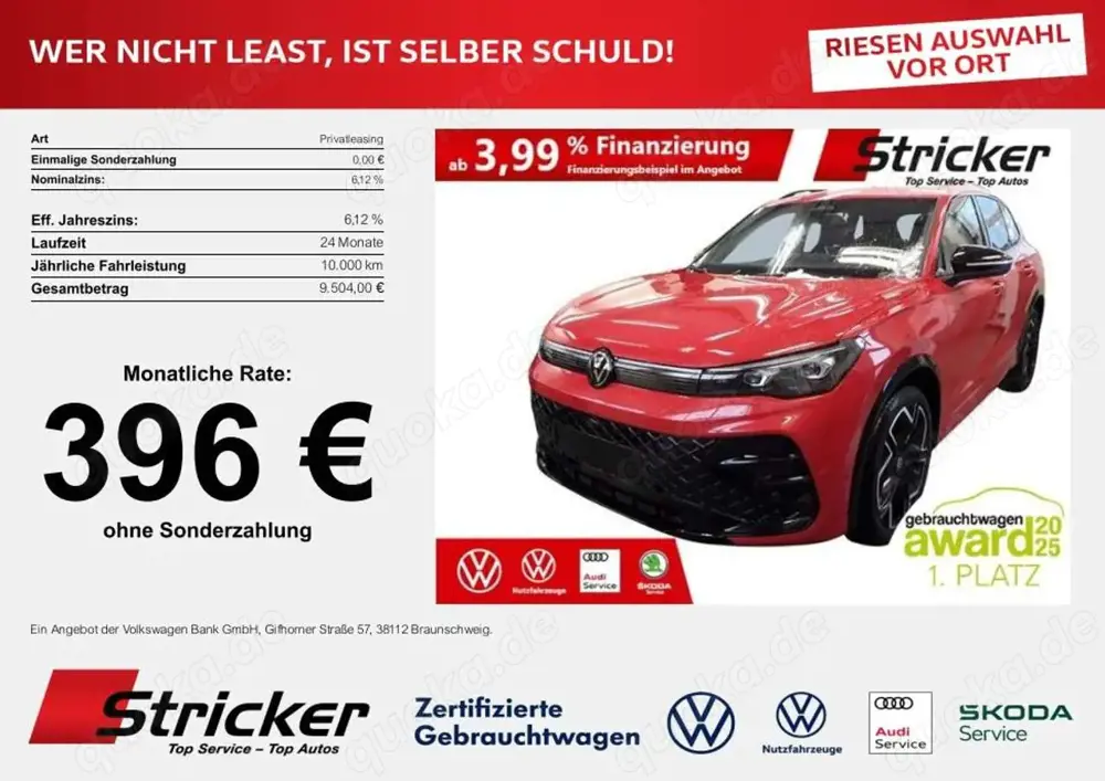 Volkswagen Tiguan R-Line Black Style 2.0TDI 396,-ohne Anzahlung AHK