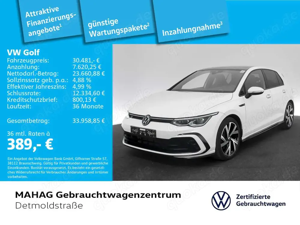 Volkswagen Golf VIII R-LINE Navi IQ.LIGHT R-KAM AHK ACC 18"
