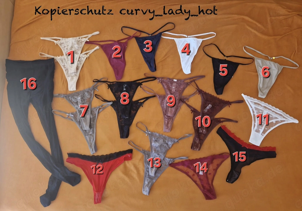 Sinnliche, frisch getragene Slips & Strings, Tangas von einer curvy 44er Lady