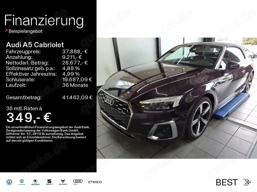 Audi A5 A5 Cabrio S line 40 TFSI Navi, Parken, Matrix