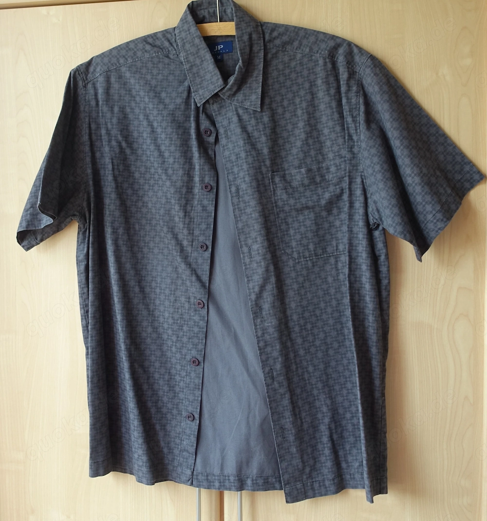 Herren - Vintage - Hemd - Freizeithemd, Kurzarm, JP, dunkelgrau gemustert, Gr. M