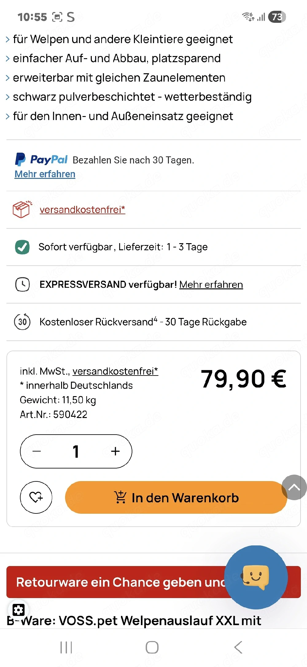 welben Auslauf 