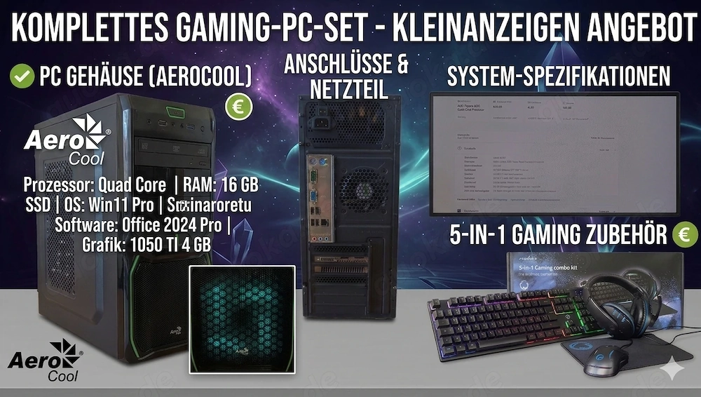 Gaming Pc NVIDIA Gtx 1050 Ti 16GB Ram SSD + Hdd Windows 11