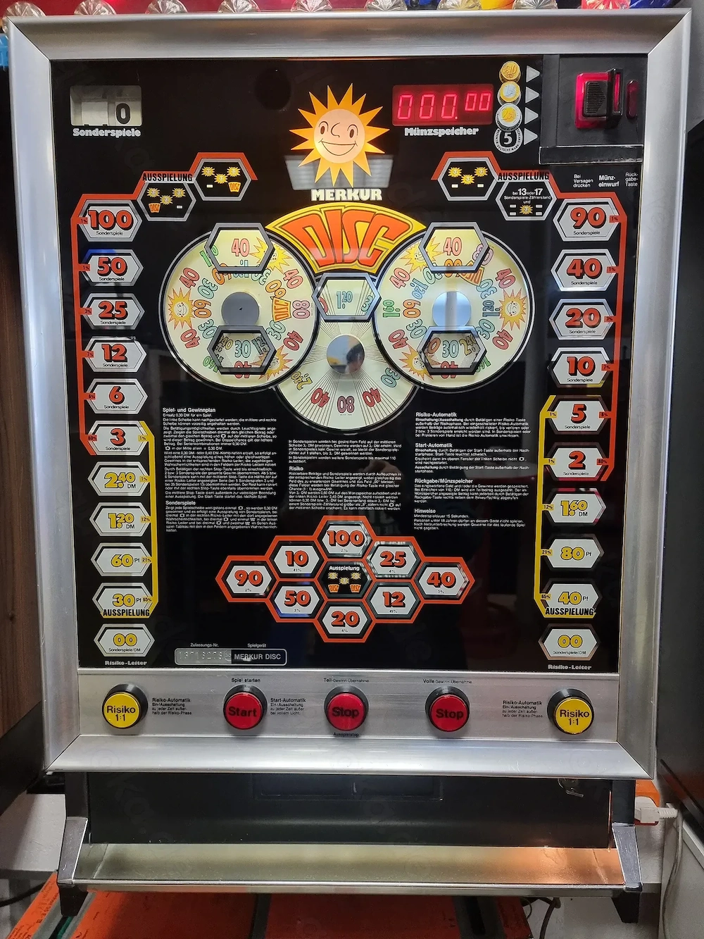 Spielautomat   Geldspielautomat Ur-Disc von Merkur    LESEN !!