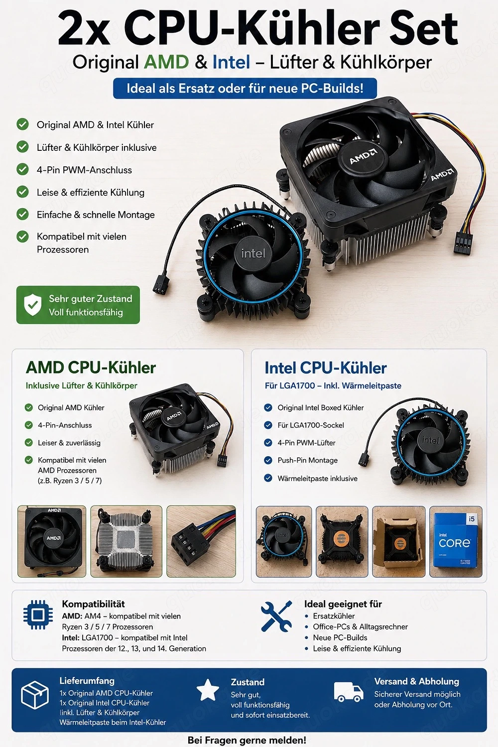 2 CPU-Kühler Set   AMD & Intel | Für PC-Build & Upgrade