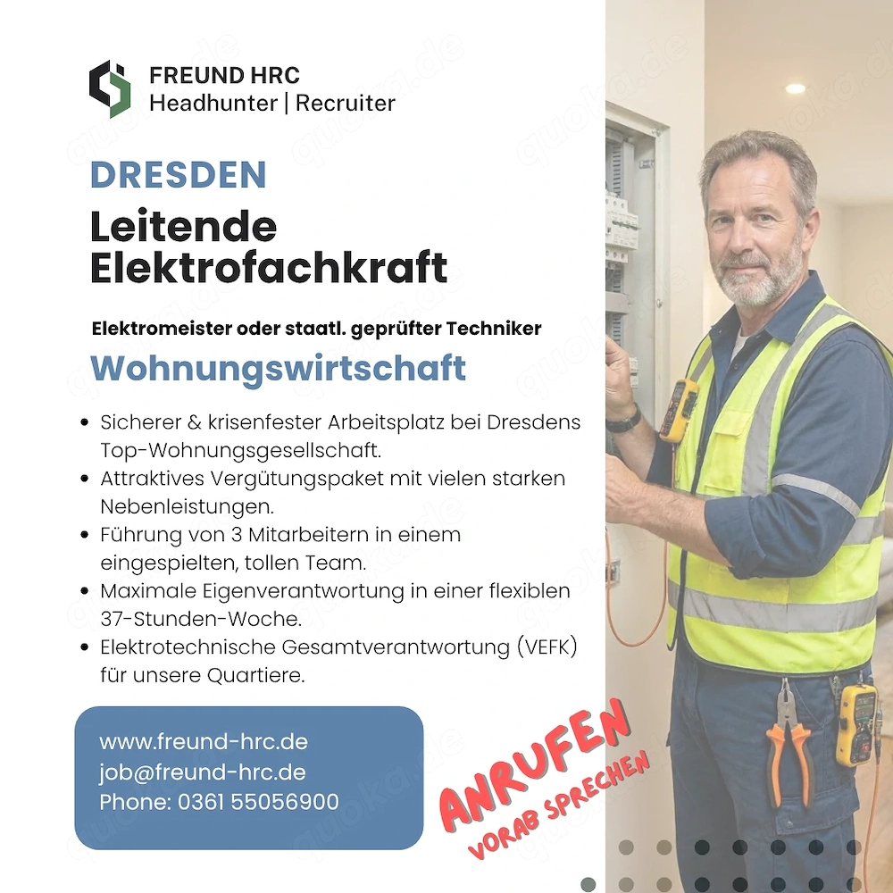 Leitender Elektrotechniker in der Wohnungswirtschaft Dresden (a.g.)