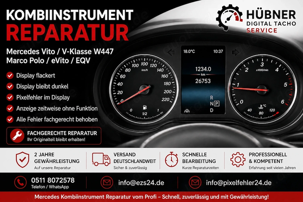 Mercedes Vito   V-Class W447 Kombiinstrument Reparatur   Display flackert oder bleibt dunkel