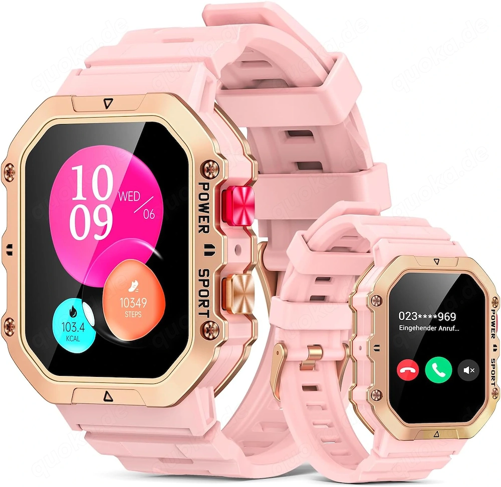 Luxus Military Damen Smartwatch Fitnesstracker IP 68 123 Sportmodis AMOLED Display NEU