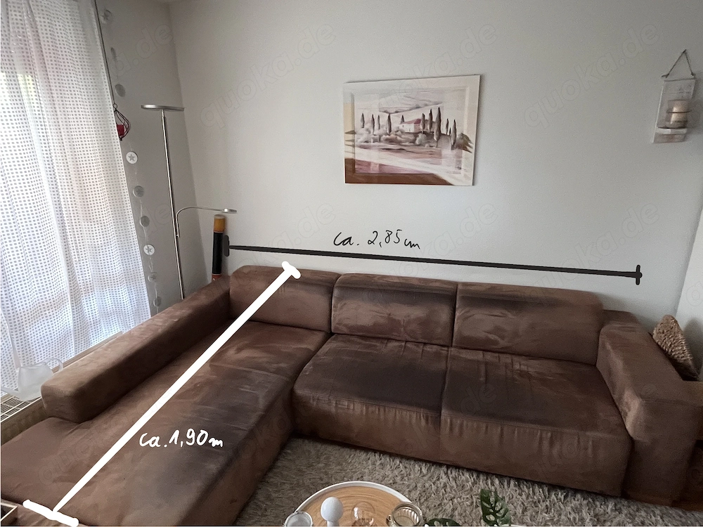L- förmiges Sofa mit Microfaser Bezug braun 