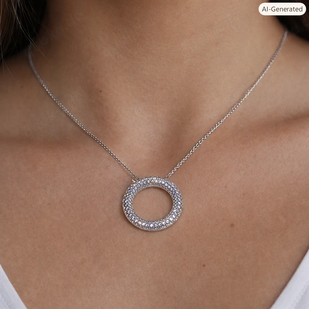 Esprit runder Anhänger mit Zirkonia und Kette in 925 Sterlingsilber