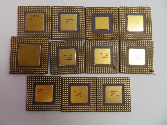 CPUs mit Keramikgehäuse, Goldbeschichtung und Goldpins zur Goldrückgewinnung
