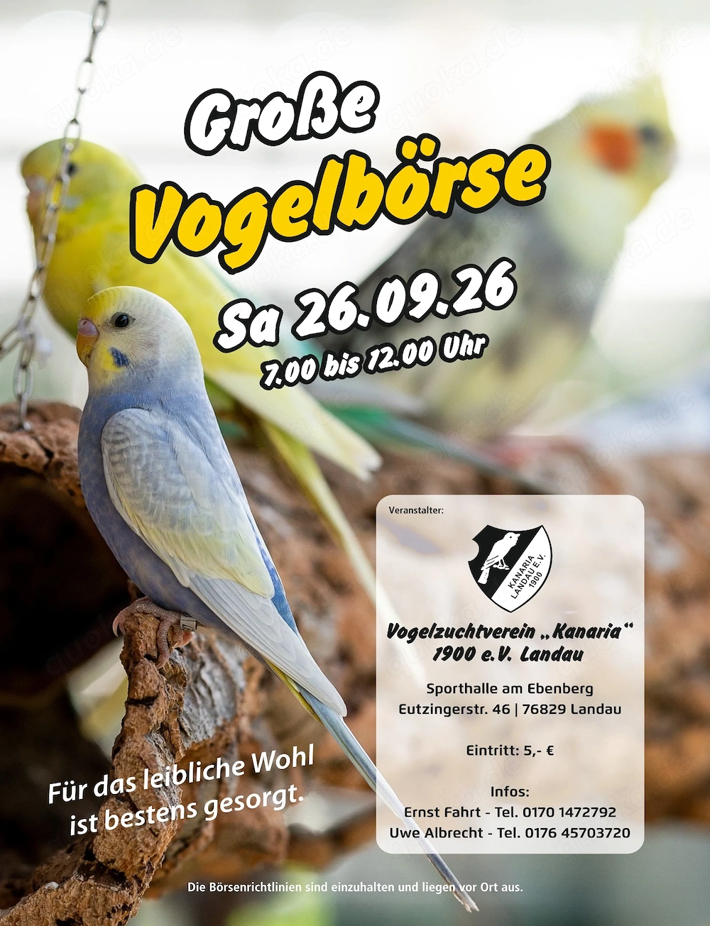 26.09.2026 Vogelbörse mit Futterhändler in Landau in der Pfalz 