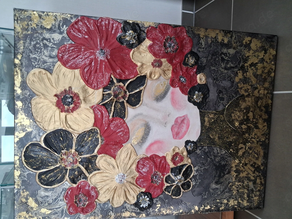 Acrylbild 60 x 80 gespachtelt Blumenfee