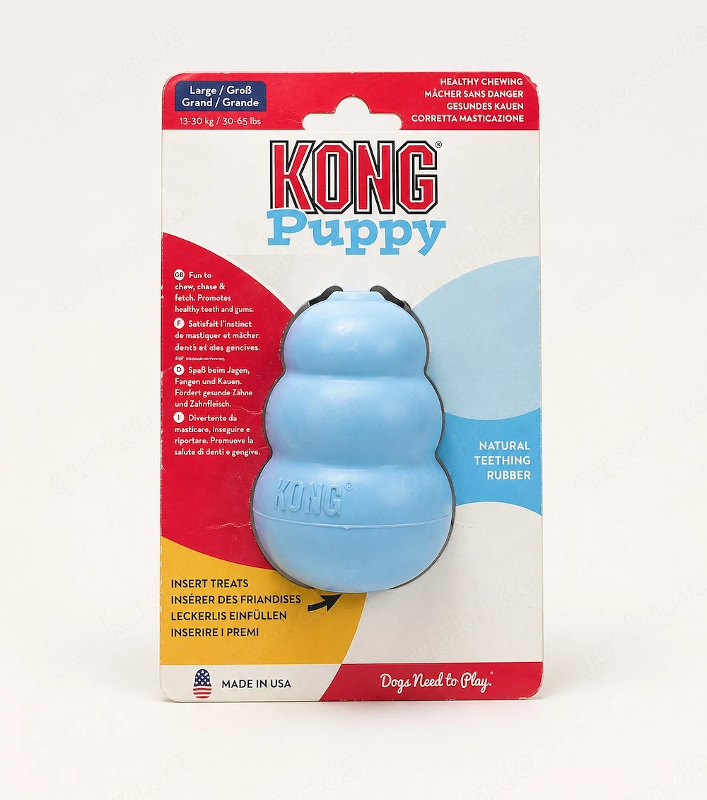 KONG Puppy Natural Teething Rubber   Hellblau