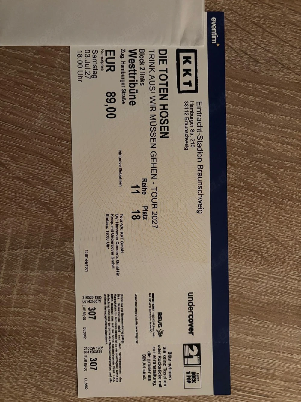 Die Toten Hosen Tour 2027 Braunschweig 