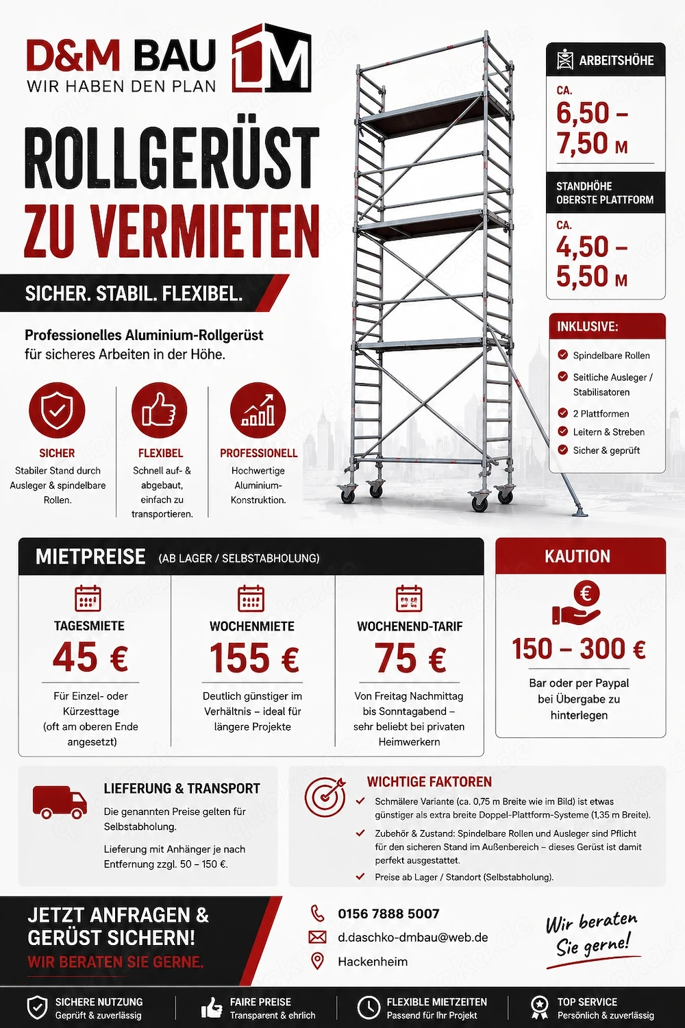 Rollgerüst zum Vermieten