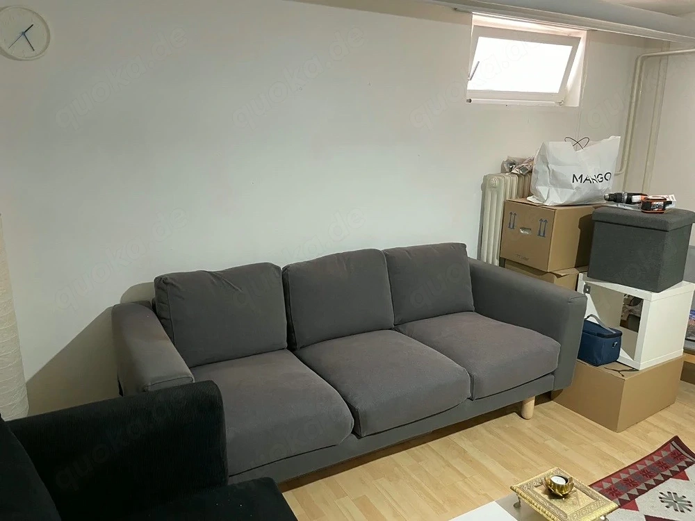 IKEA NORSBORG 3-er Sofa Dunklegrau