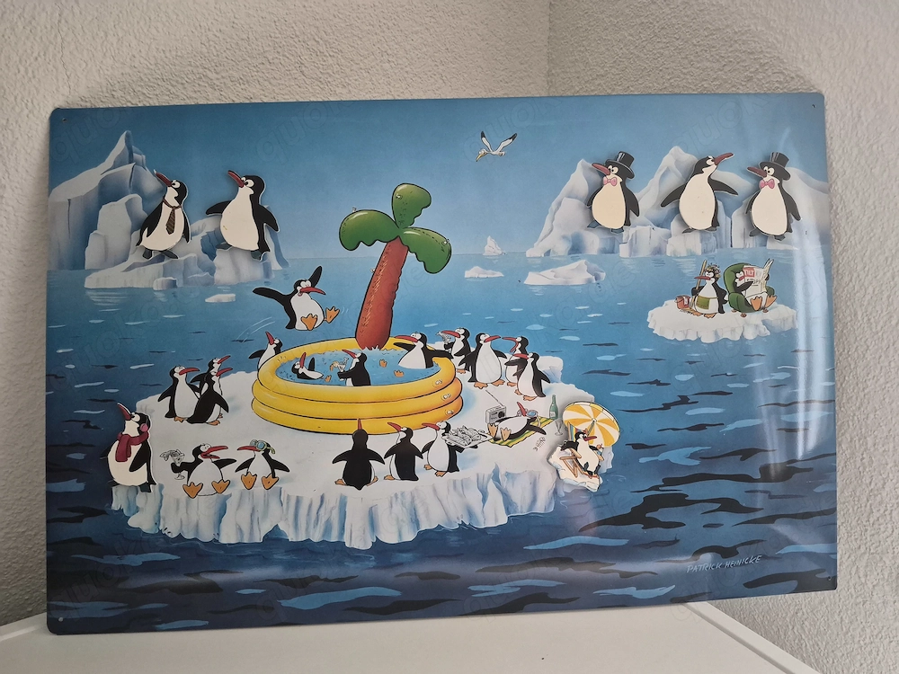 Magnetwand Metallschild Pinguin Party