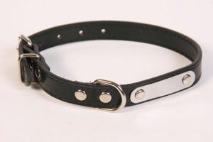 Hundehalsband Leder-Lederhalsband schwarz mit Metallverzierung 1,5x38 cm NEU